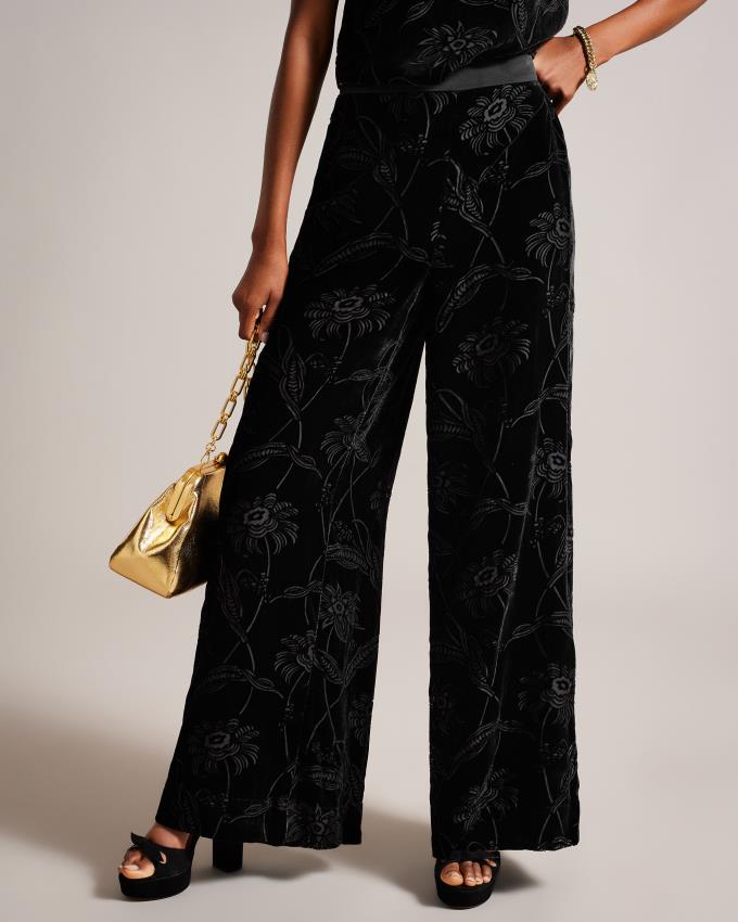 Pantalon Ted Baker Wide Leg Velvet Noir Femme | UVA-65911202